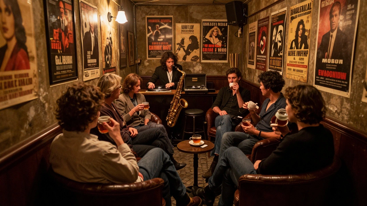 An intimate London jazz bar with a former dancer playing vinyl records for six quiet guests.